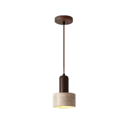 Cylinder Wood and Stone Bedside Pendant Wall Sconce  Image - 7
