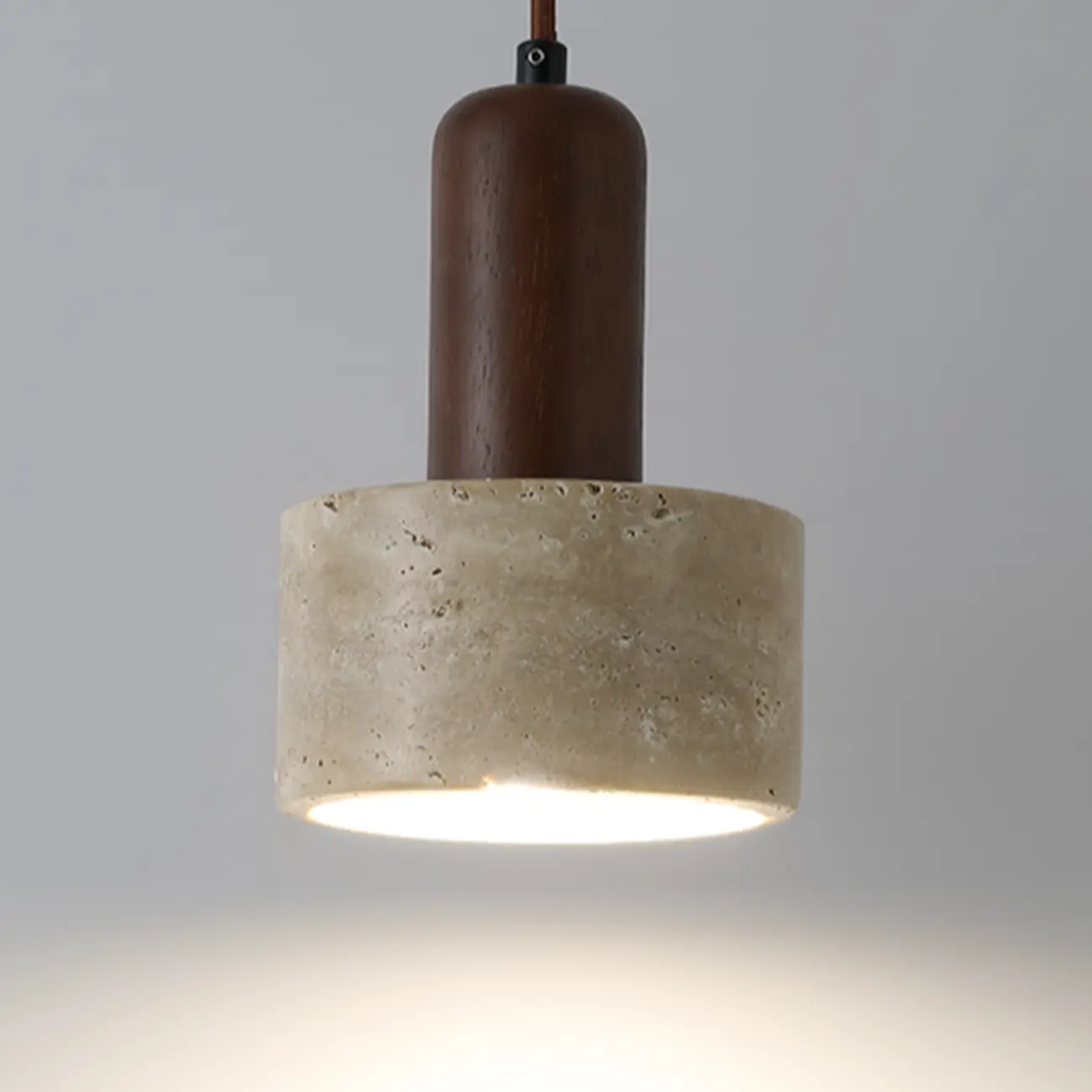 Cylinder Wood and Stone Bedside Pendant Wall Sconce  Image - 2 | homeyfad