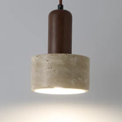 Cylinder Wood and Stone Bedside Pendant Wall Sconce  Image - 2