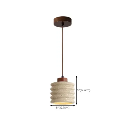 Cylinder Wood and Stone Bedside Pendant Wall Sconce  Image - 15