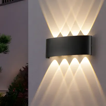 Outdoor Modern Geometric LED Wall Sconce with Dual Light