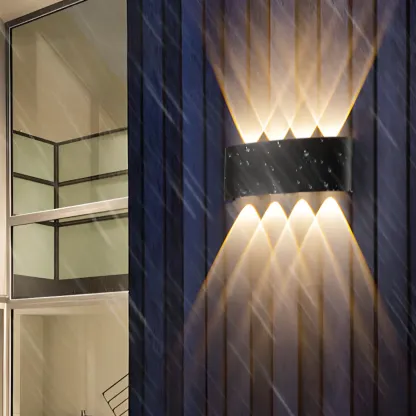 Outdoor Modern Geometric LED Wall Sconce with Dual Light