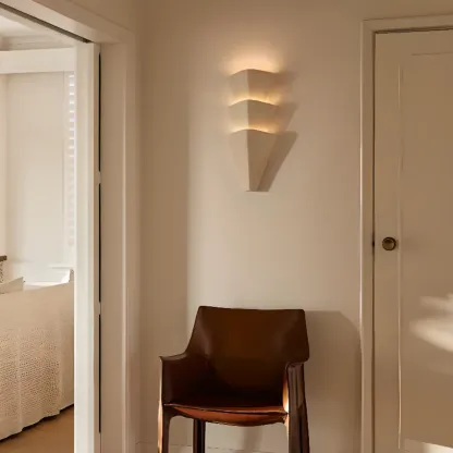 White Modern Geometric Metal Wall Sconce Lamp for Living Room  Image - 1