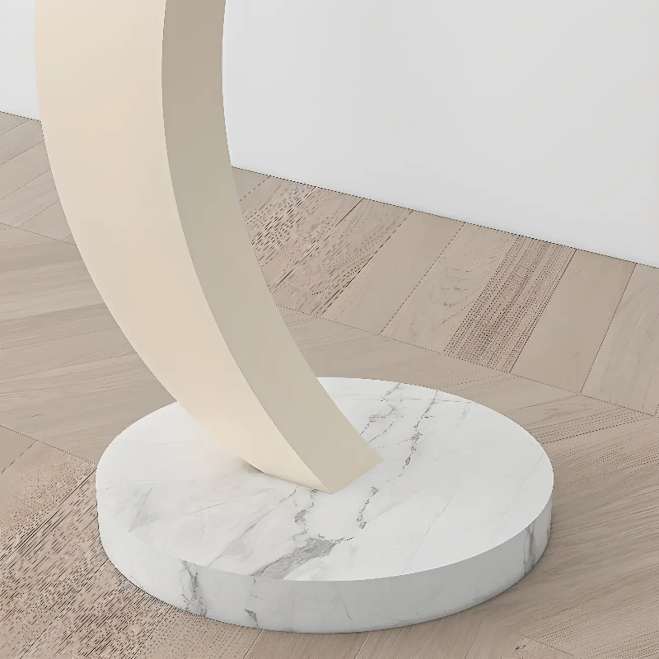 Geometric Ivory Arc LED Floor Lamp with Storage Shelf for Indoor | homeyfad