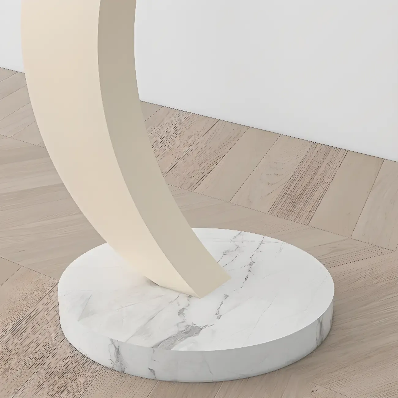 Geometric Ivory Arc LED Floor Lamp with Storage Shelf for Indoor