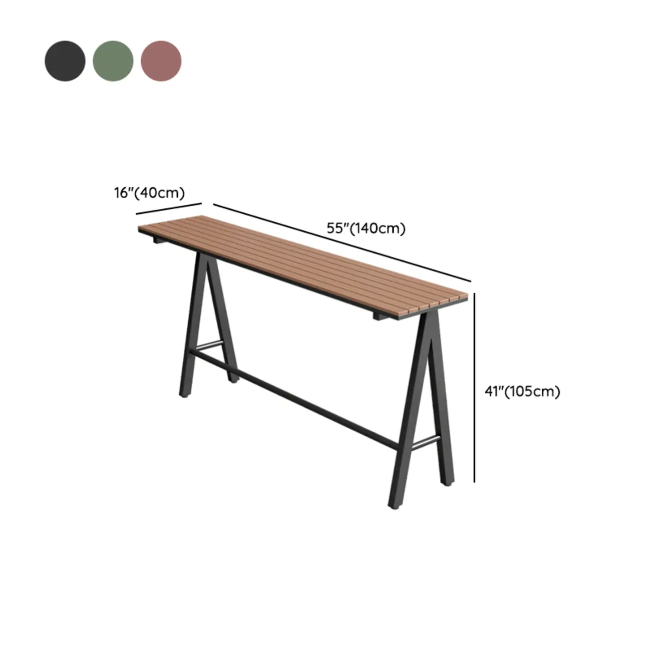 Green Metal Foot Support Wood Slat Outdoor Bar Tables #size | homeyfad