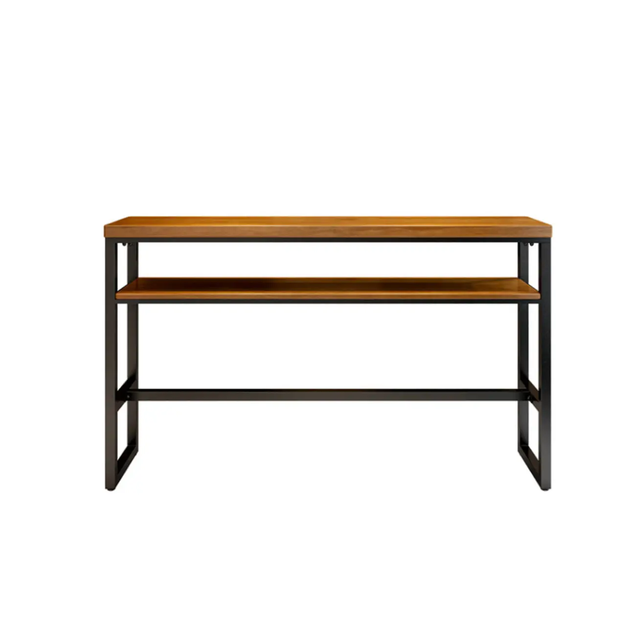 Modern Brown Wooden Metal Sled Shelf Bar Tables with Footrest Image - 5 | homeyfad