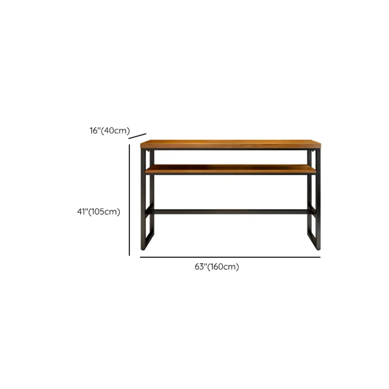 Modern Brown Wooden Metal Sled Shelf Bar Tables with Footrest Image - 13 | homeyfad