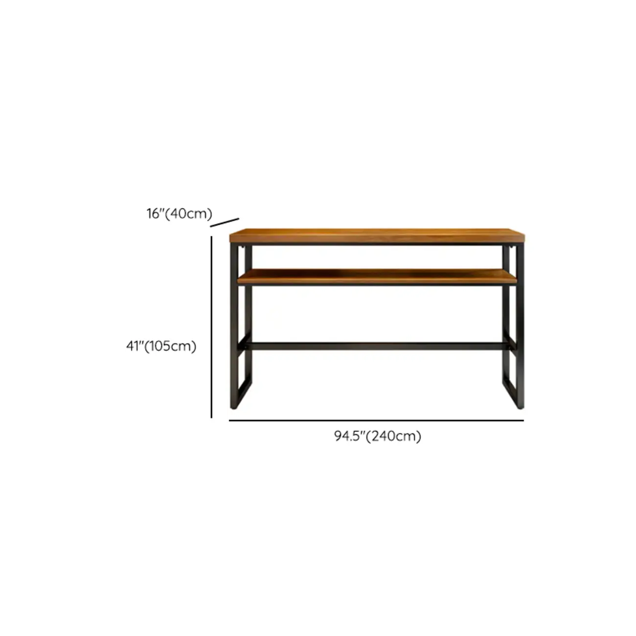 Modern Brown Wooden Metal Sled Shelf Bar Tables with Footrest Image - 17 | homeyfad