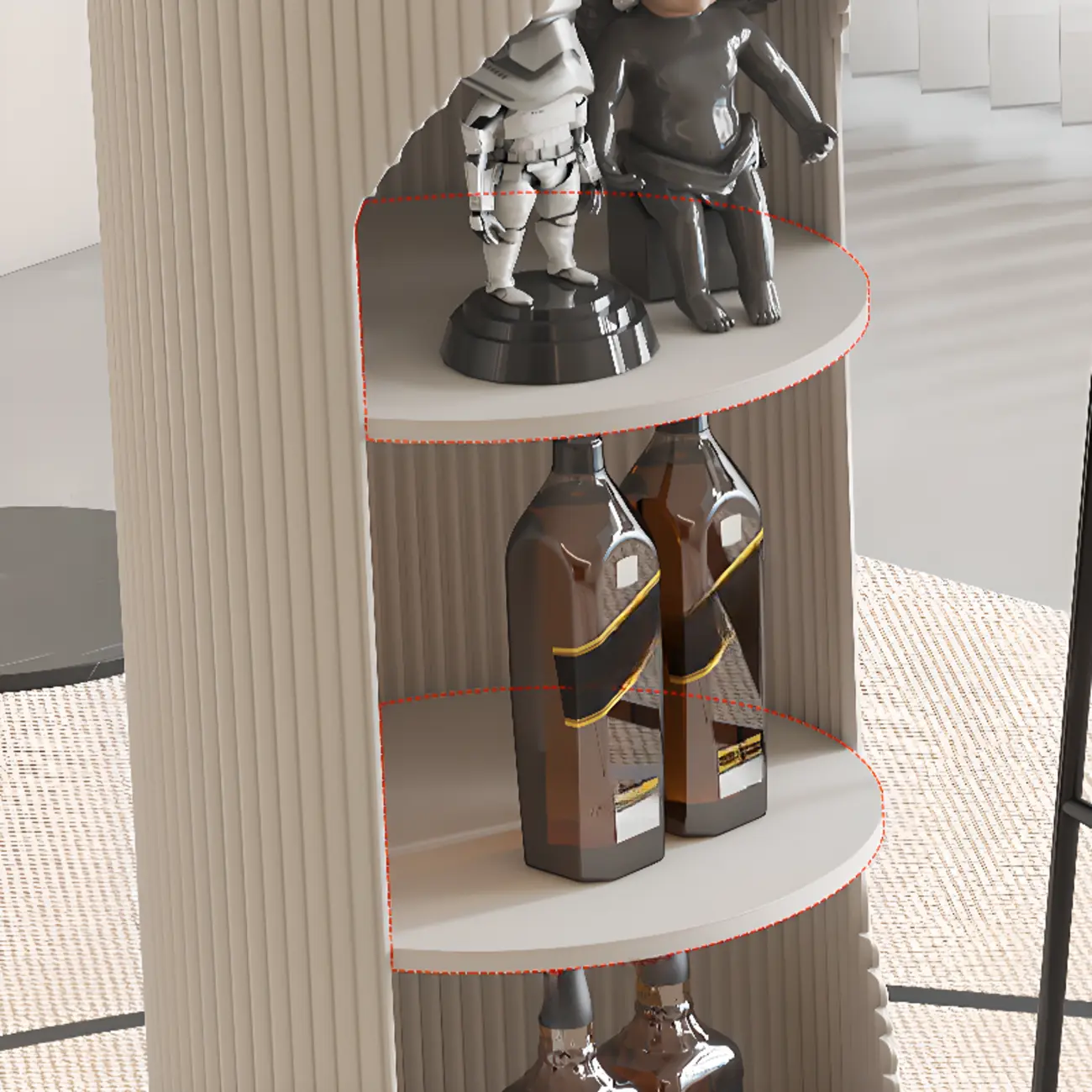 Modern White Stone Ribbed Iron 3-Layer Storage Bar Tables Image - 4 | homeyfad