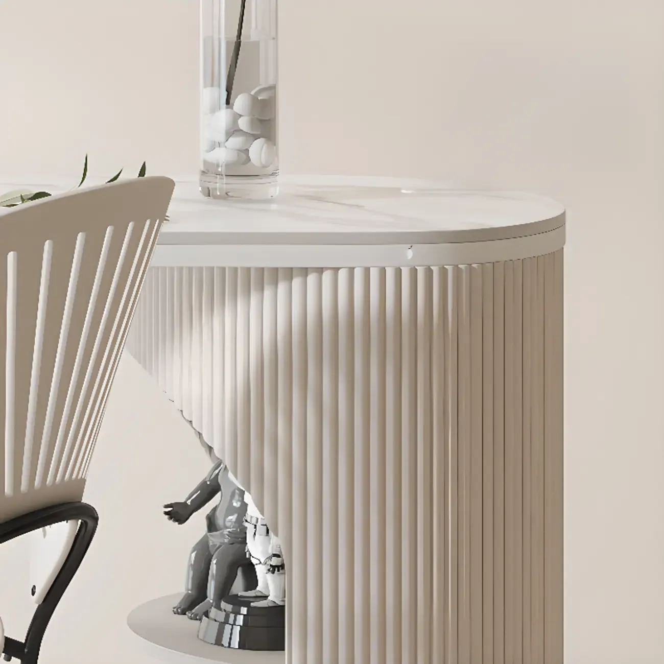 Modern White Stone Ribbed Iron 3-Layer Storage Bar Tables Image - 6