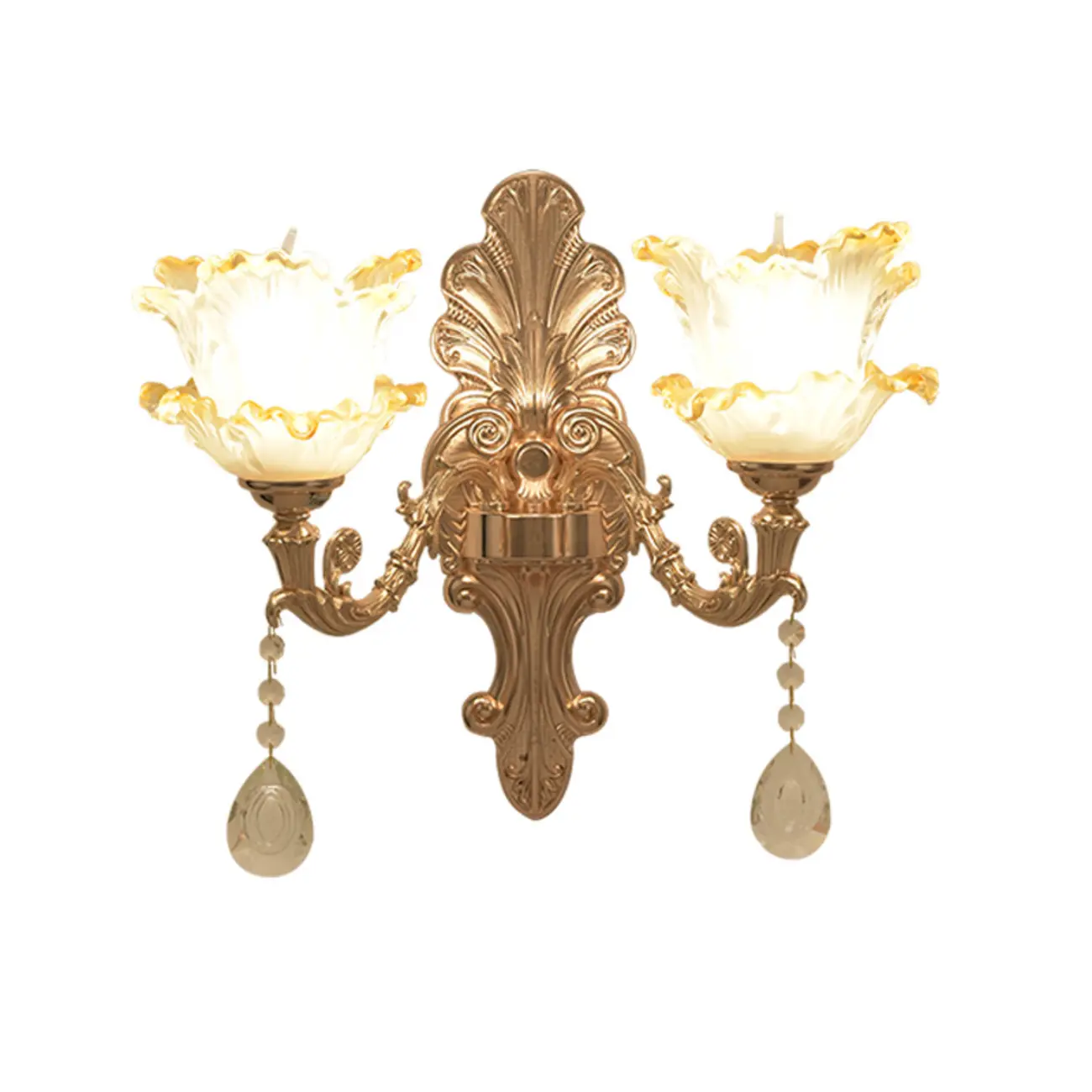 Mini Antique Gold Wall Sconce with Geometric Crystal Shade | homeyfad