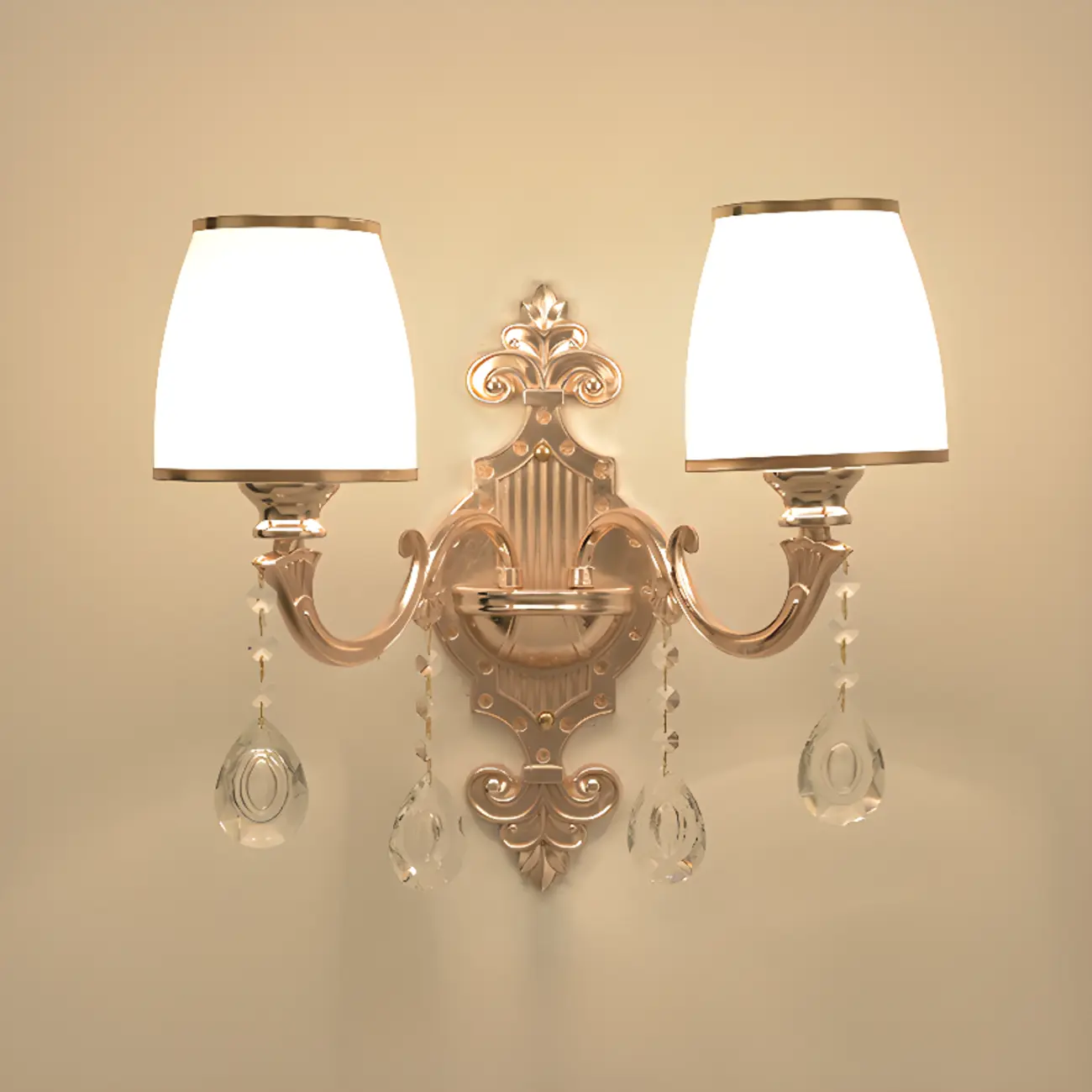 Mini Antique Gold Wall Sconce with Geometric Crystal Shade | homeyfad