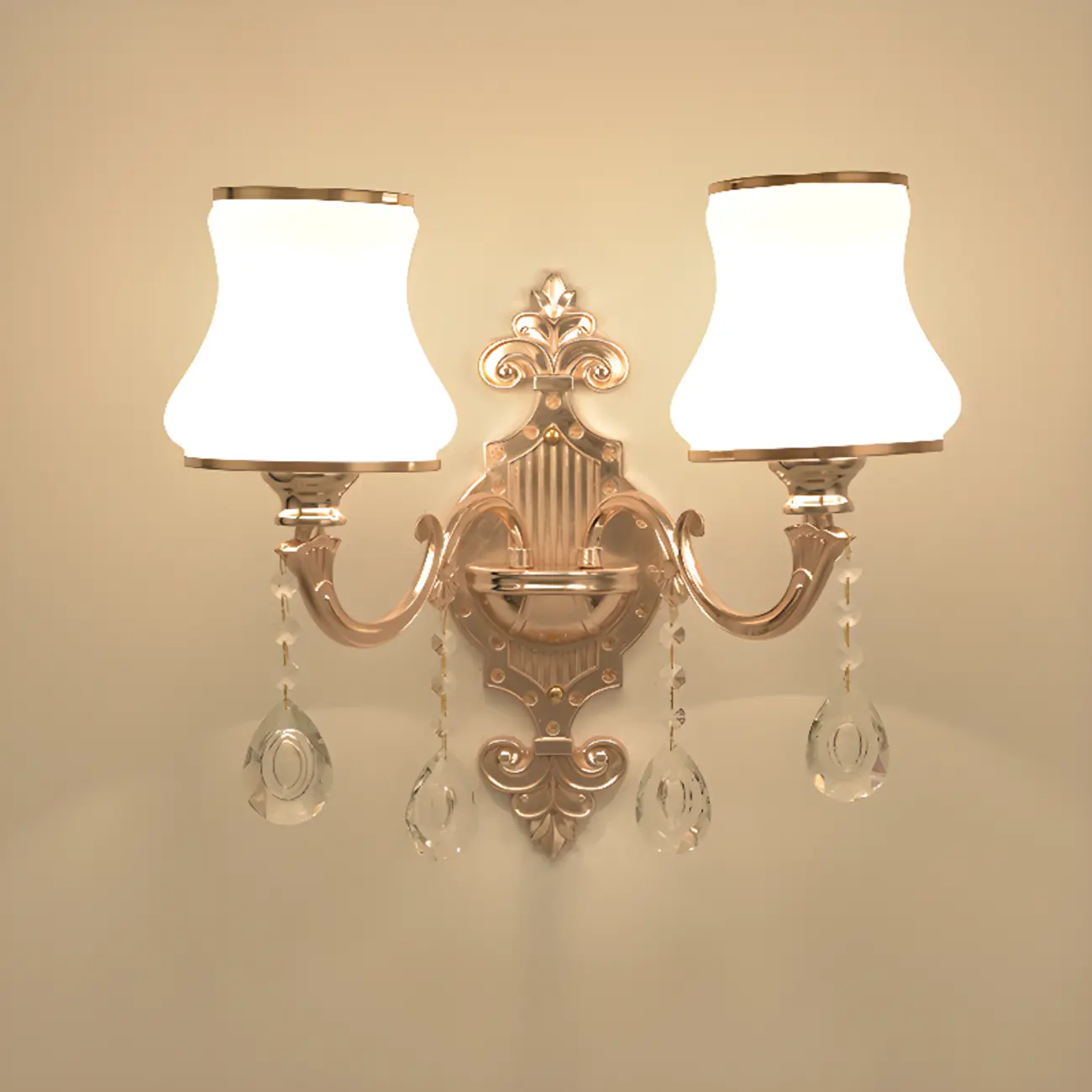 Mini Antique Gold Wall Sconce with Geometric Crystal Shade | homeyfad
