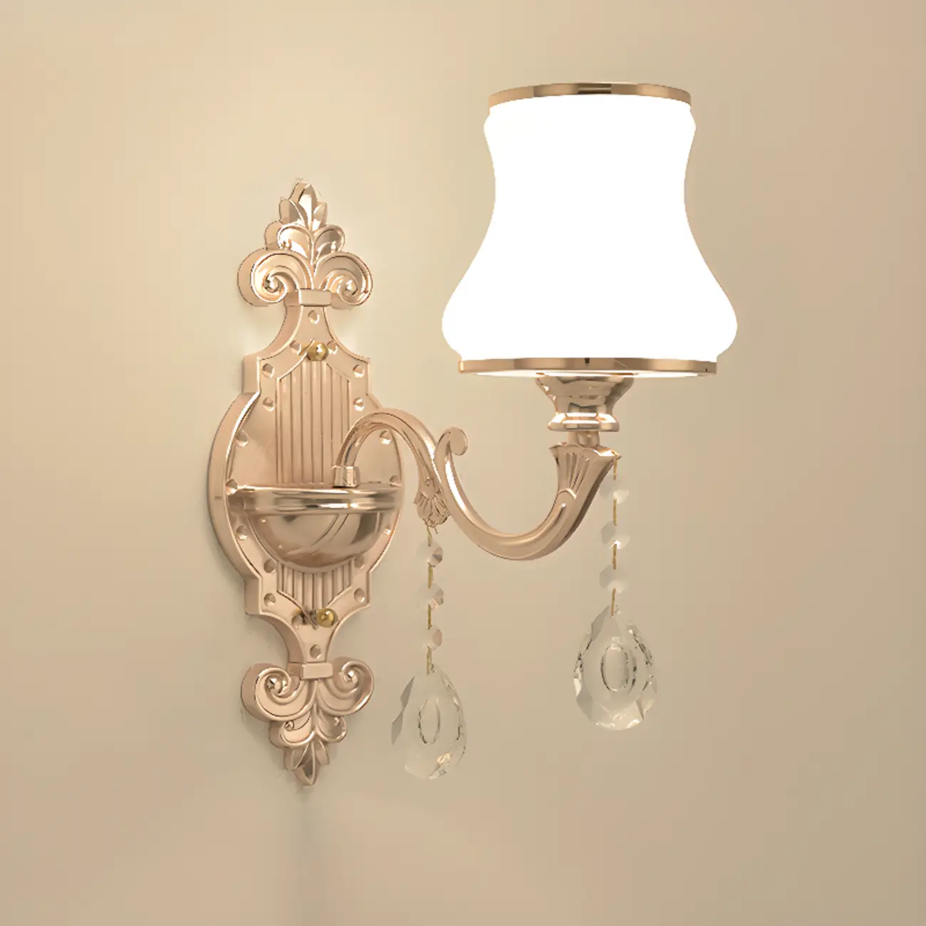 Mini Antique Gold Wall Sconce with Geometric Crystal Shade | homeyfad