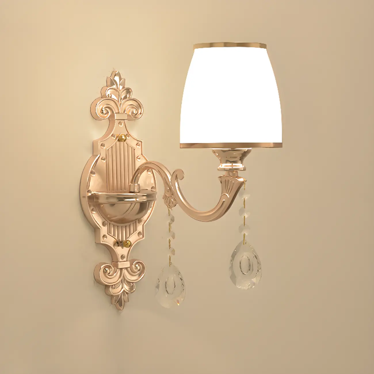 Mini Antique Gold Wall Sconce with Geometric Crystal Shade | homeyfad