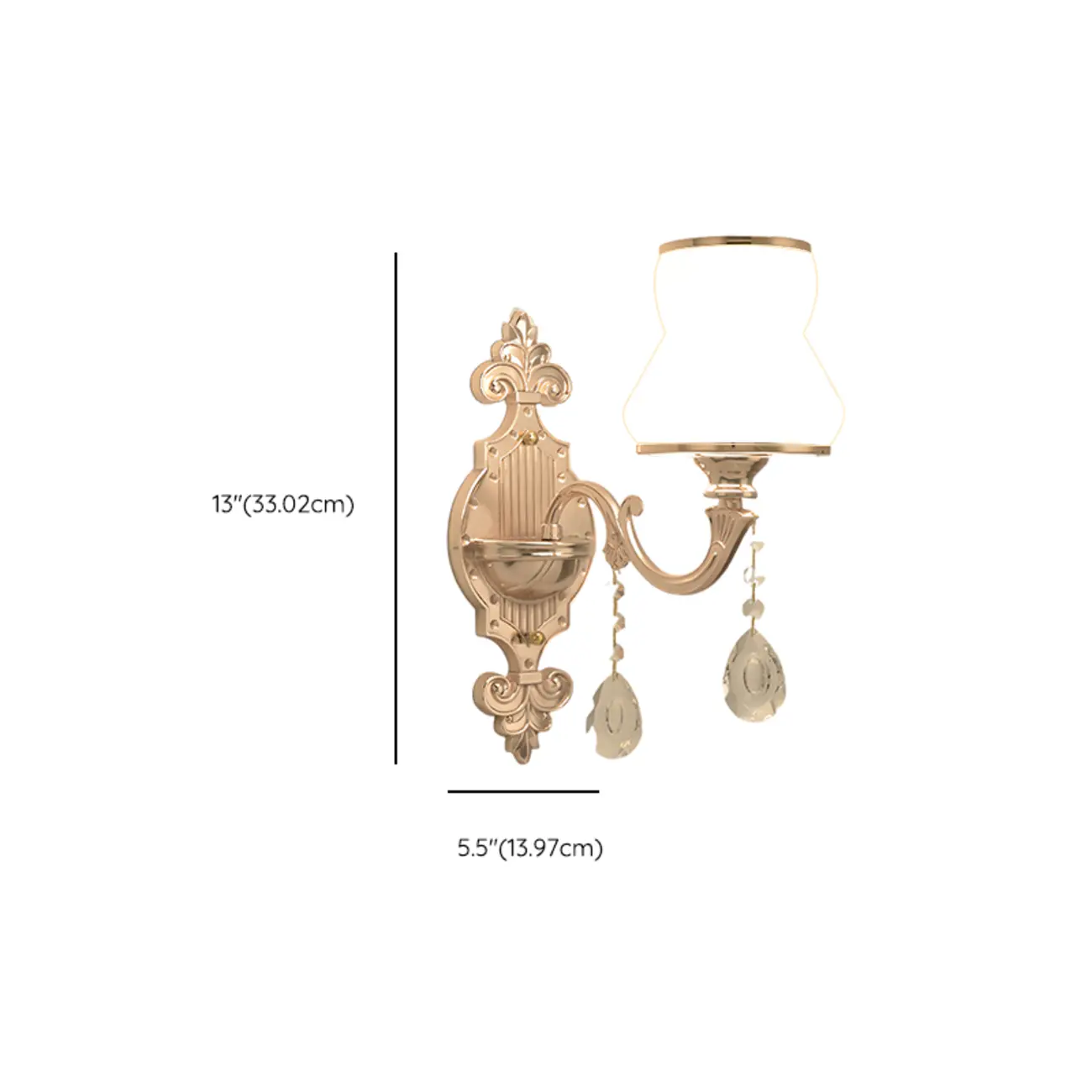 Mini Antique Gold Wall Sconce with Geometric Crystal Shade | homeyfad