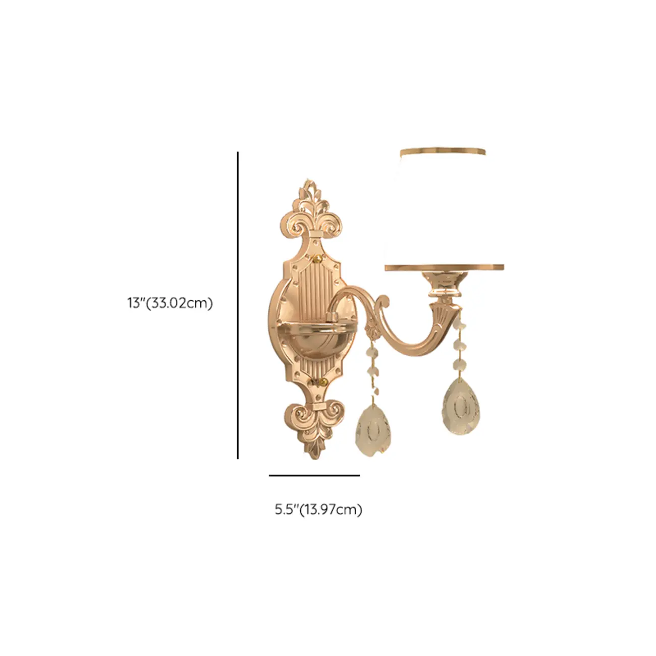 Mini Antique Gold Wall Sconce with Geometric Crystal Shade | homeyfad