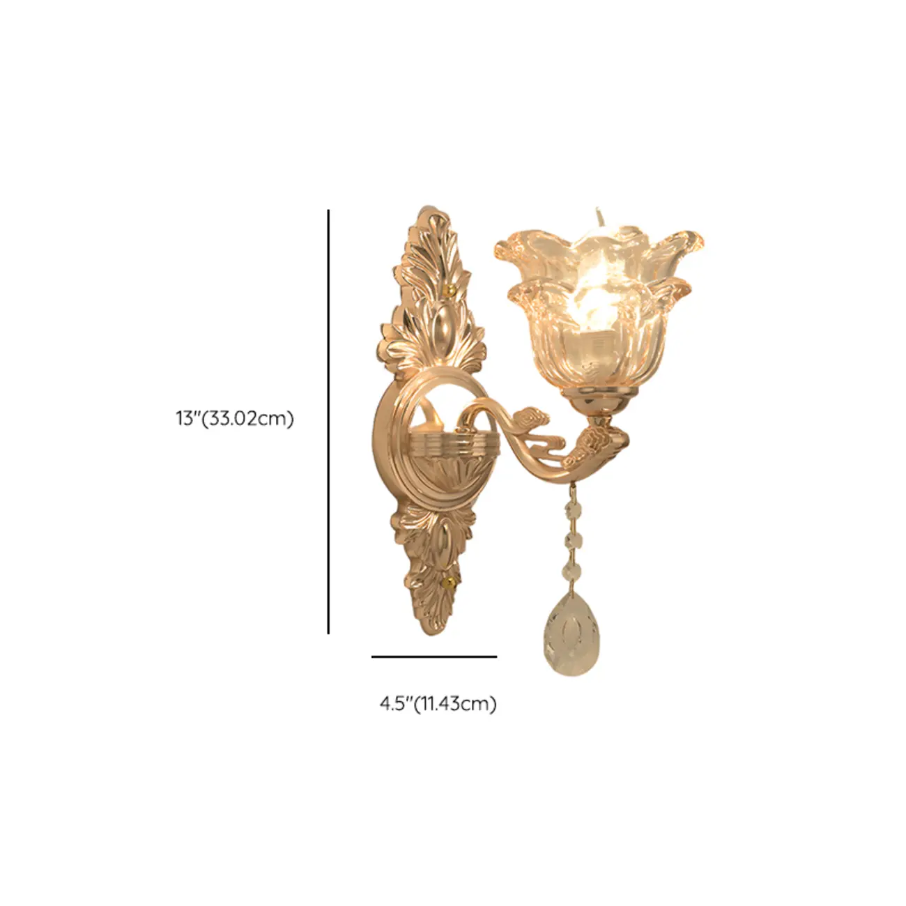 Mini Antique Gold Wall Sconce with Geometric Crystal Shade | homeyfad