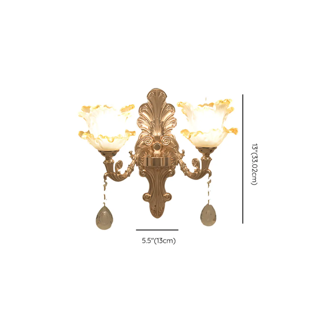 Mini Antique Gold Wall Sconce with Geometric Crystal Shade | homeyfad