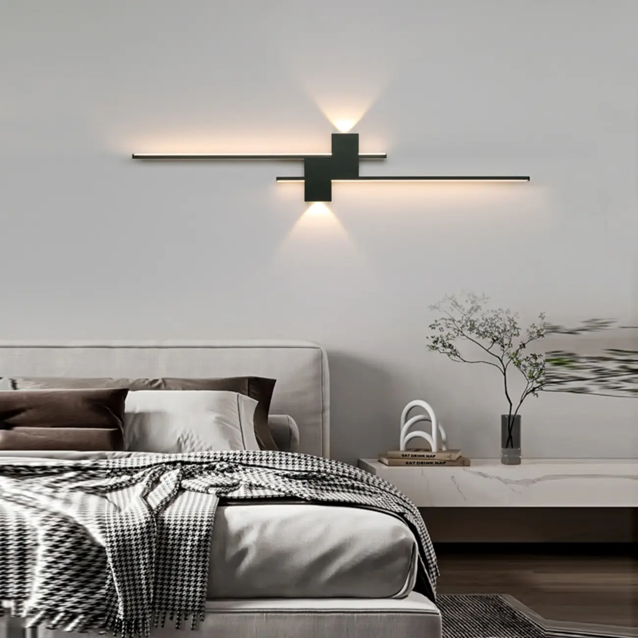 5-Light Modern Black Linear LED Wall Sconce for Bedroom | homeyfad