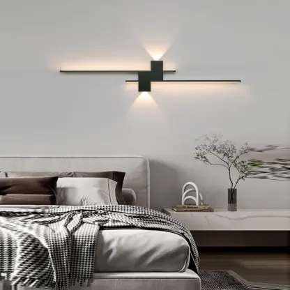5-Light Modern Black Linear LED Wall Sconce for Bedroom