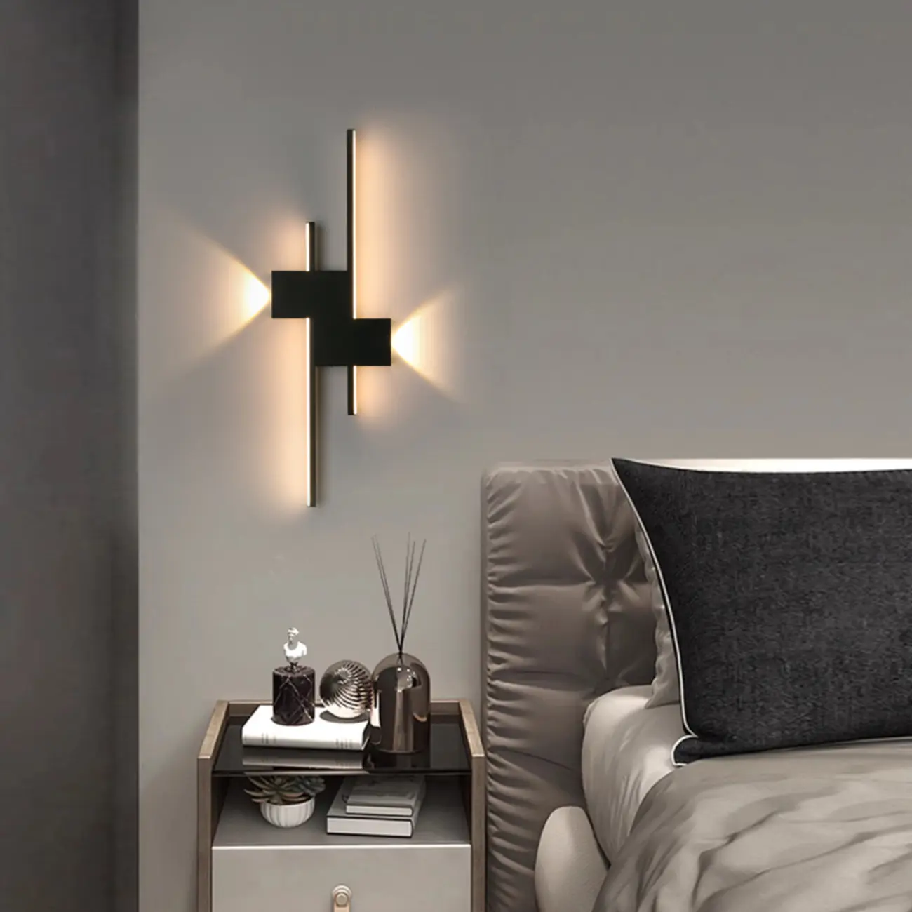 5-Light Modern Black Linear LED Wall Sconce for Bedroom | homeyfad