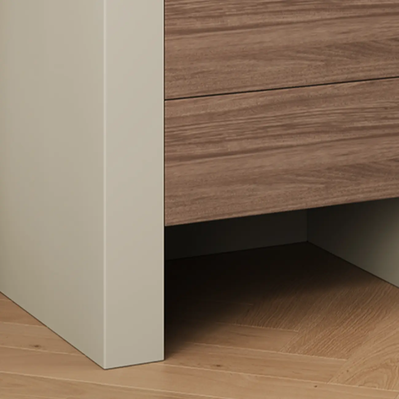 Modern Brown Grey Pine Wood 2-Drawer Nightstand Image - 6 | homeyfad