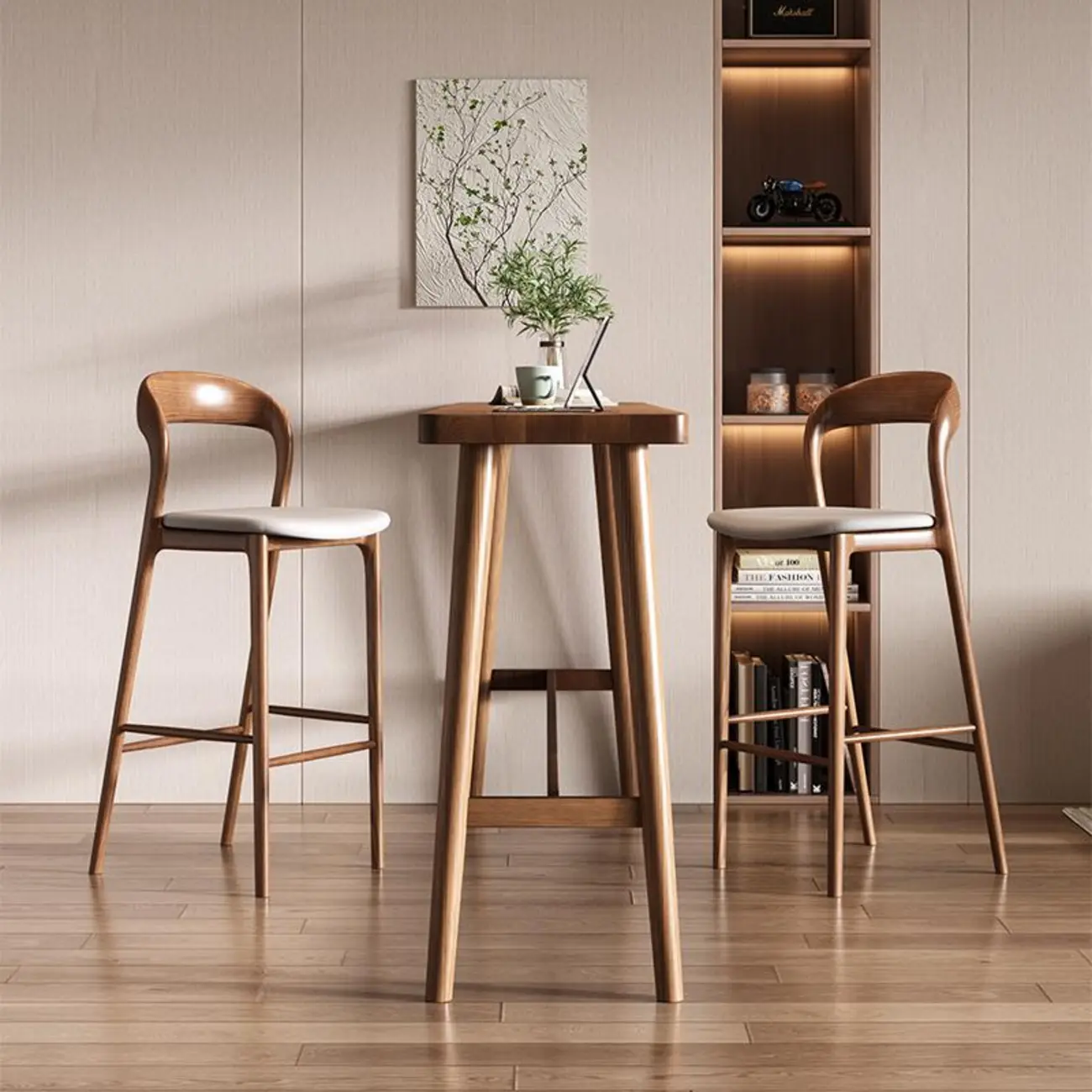 Minimalistic Cocoa Wooden Trestle Bar Tables for Home Image - 5 | homeyfad