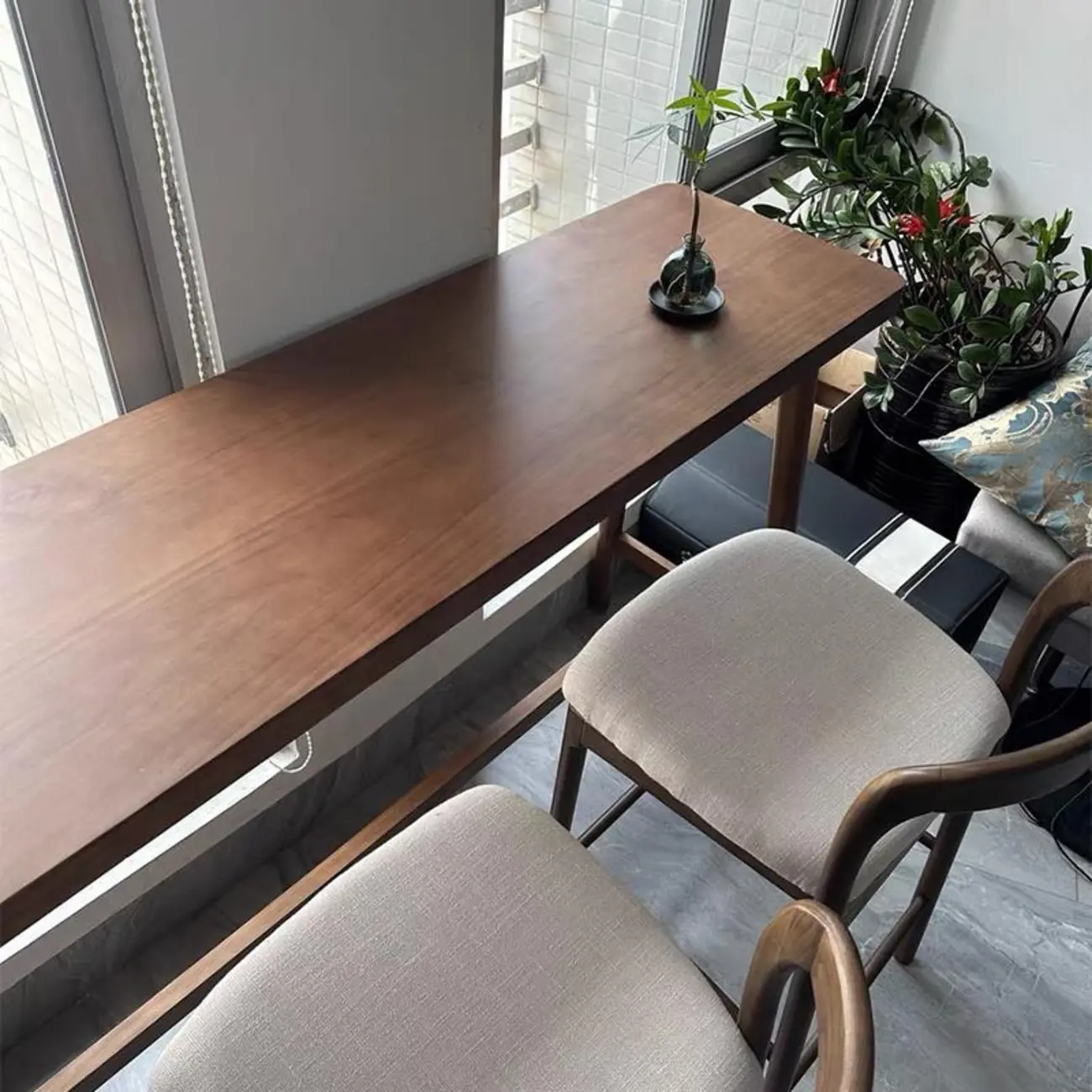 Minimalistic Cocoa Wooden Trestle Bar Tables for Home Image - 6 | homeyfad