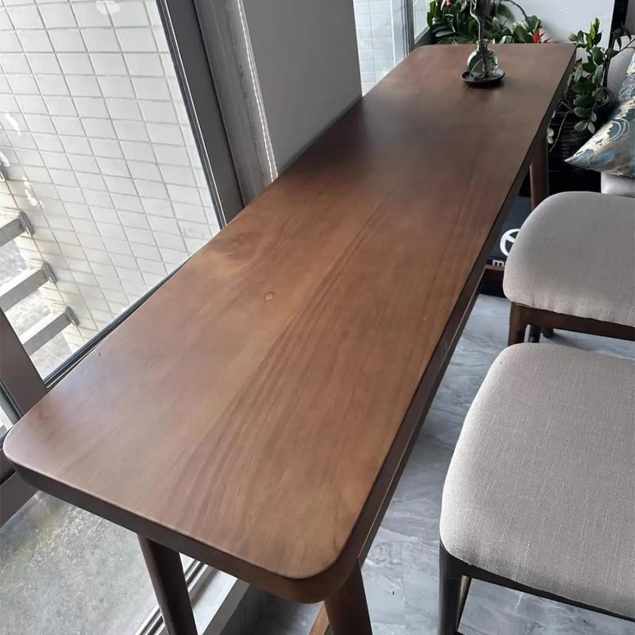 Minimalistic Cocoa Wooden Trestle Bar Tables for Home Image - 7 | homeyfad