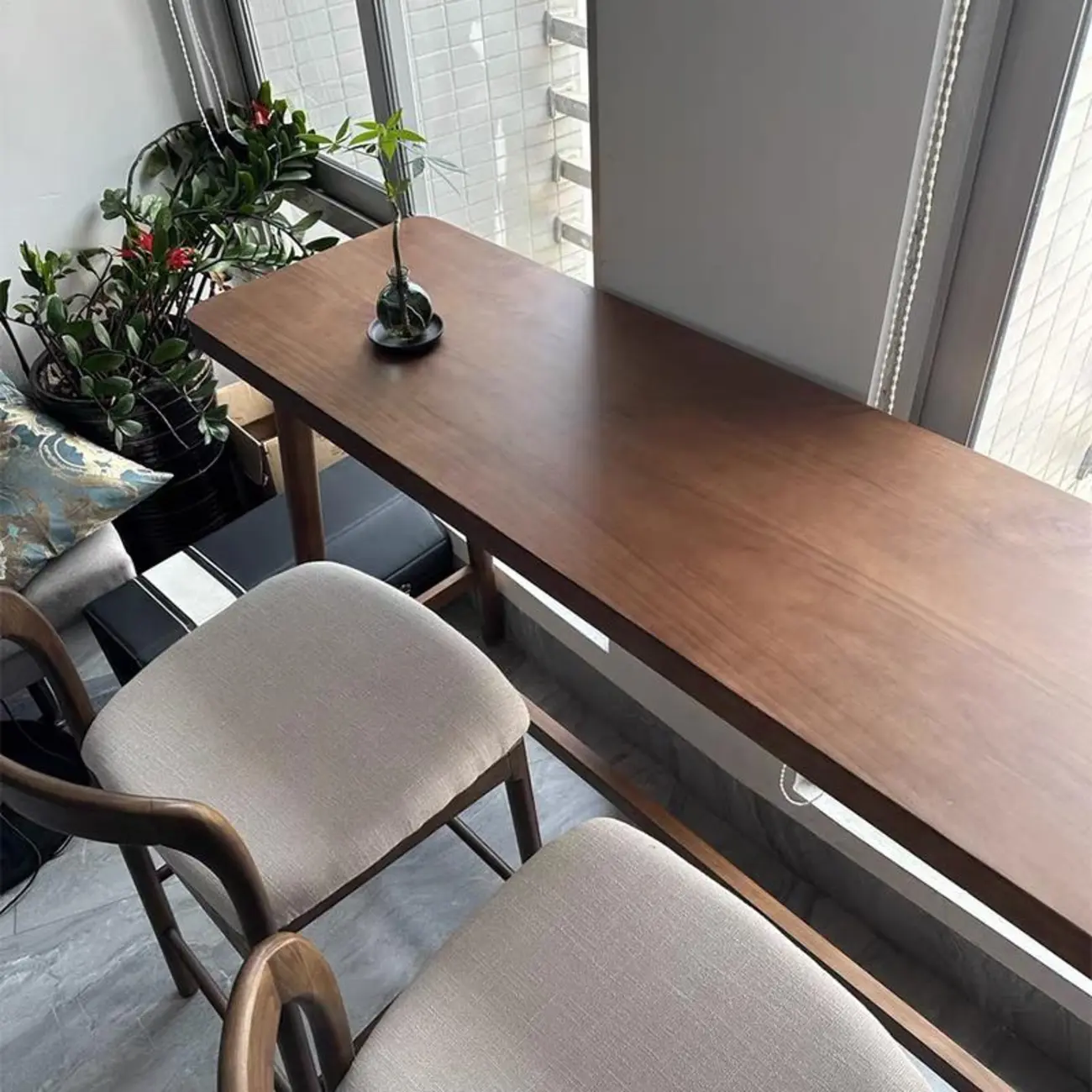 Minimalistic Cocoa Wooden Trestle Bar Tables for Home Image - 8 | homeyfad