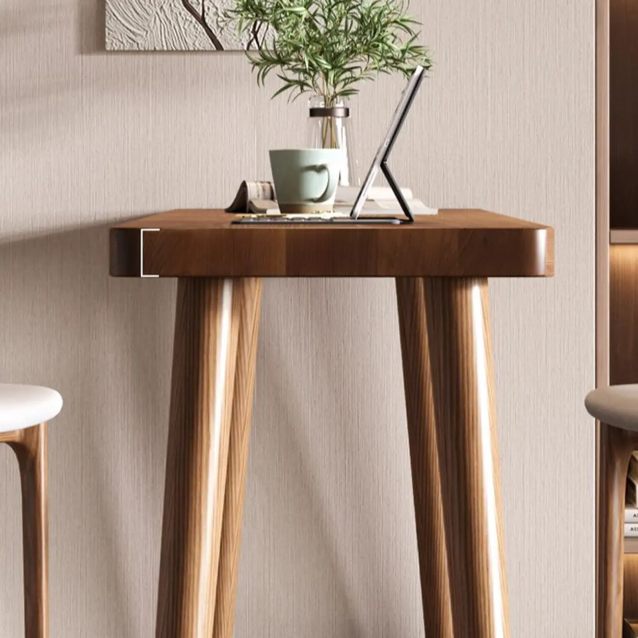 Minimalistic Cocoa Wooden Trestle Bar Tables for Home Image - 10 | homeyfad