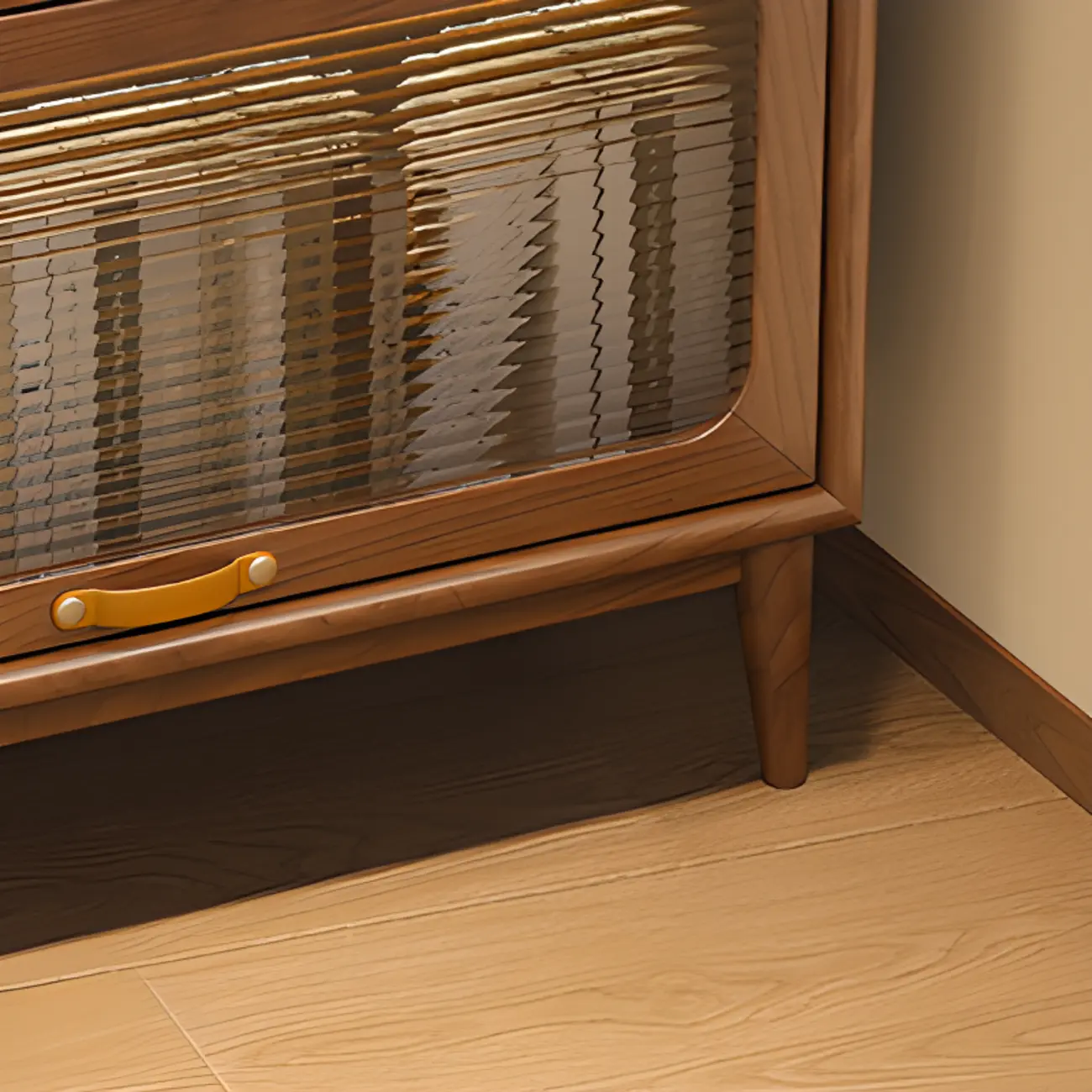 Solid Wood Nut-Brown 5-Tier Glass Door Bookcase with Cabinet Image - 14 | homeyfad