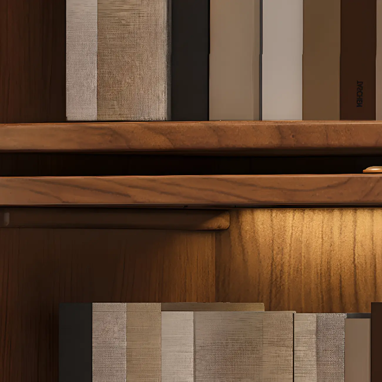 Solid Wood Nut-Brown 5-Tier Glass Door Bookcase with Cabinet Image - 16 | homeyfad