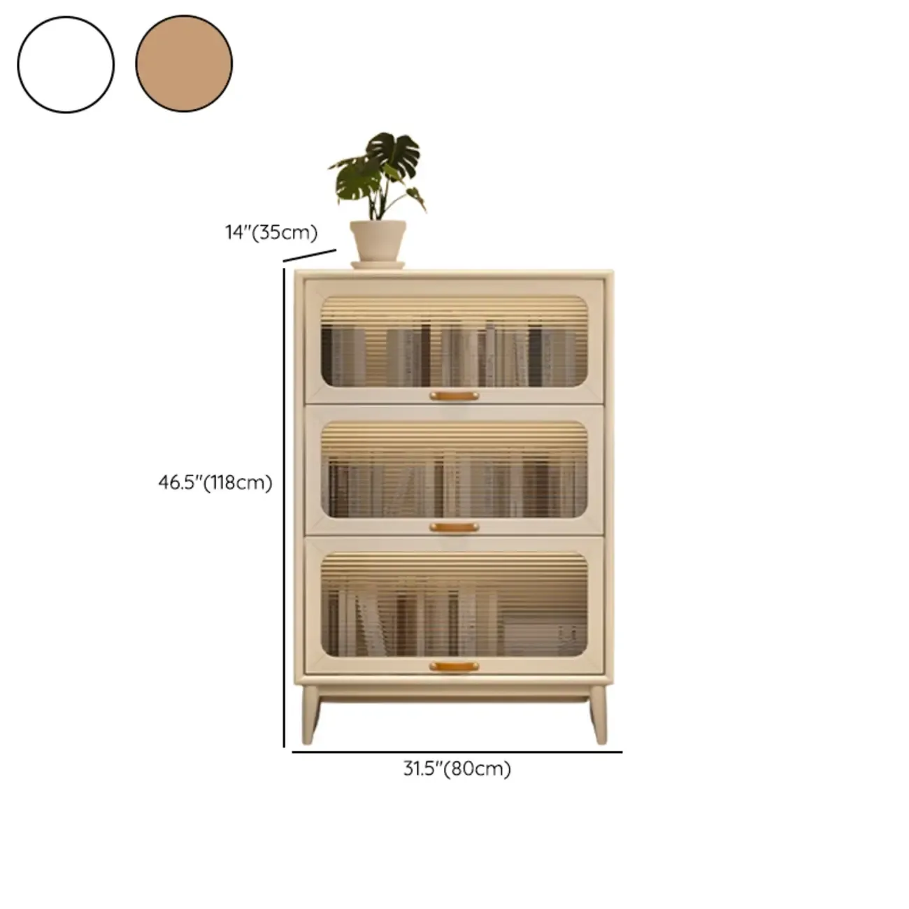 Solid Wood Nut-Brown 5-Tier Glass Door Bookcase with Cabinet Image - 23