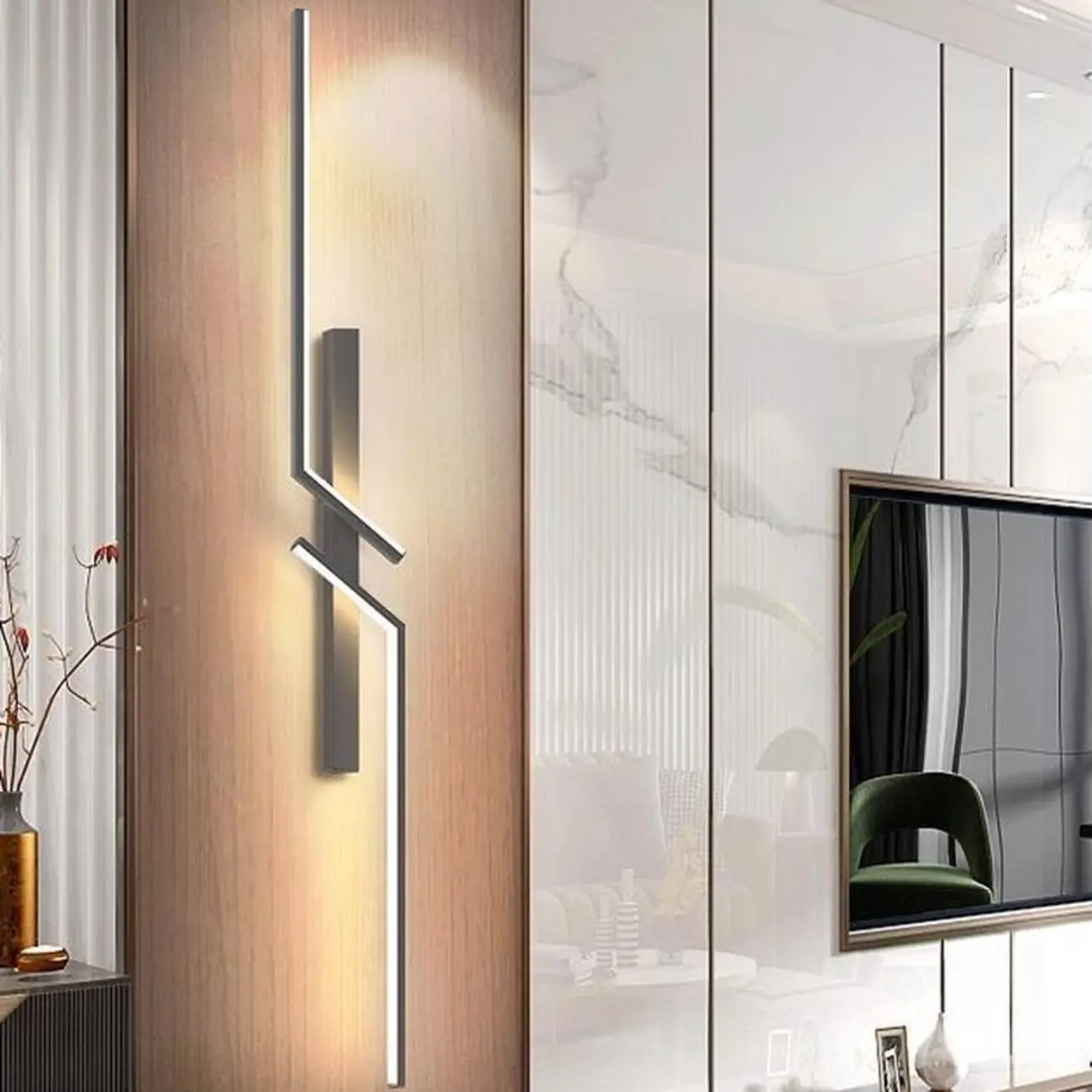 Modern Stylish 2-Light  Black LED Wall Sconce Remote Control | homeyfad