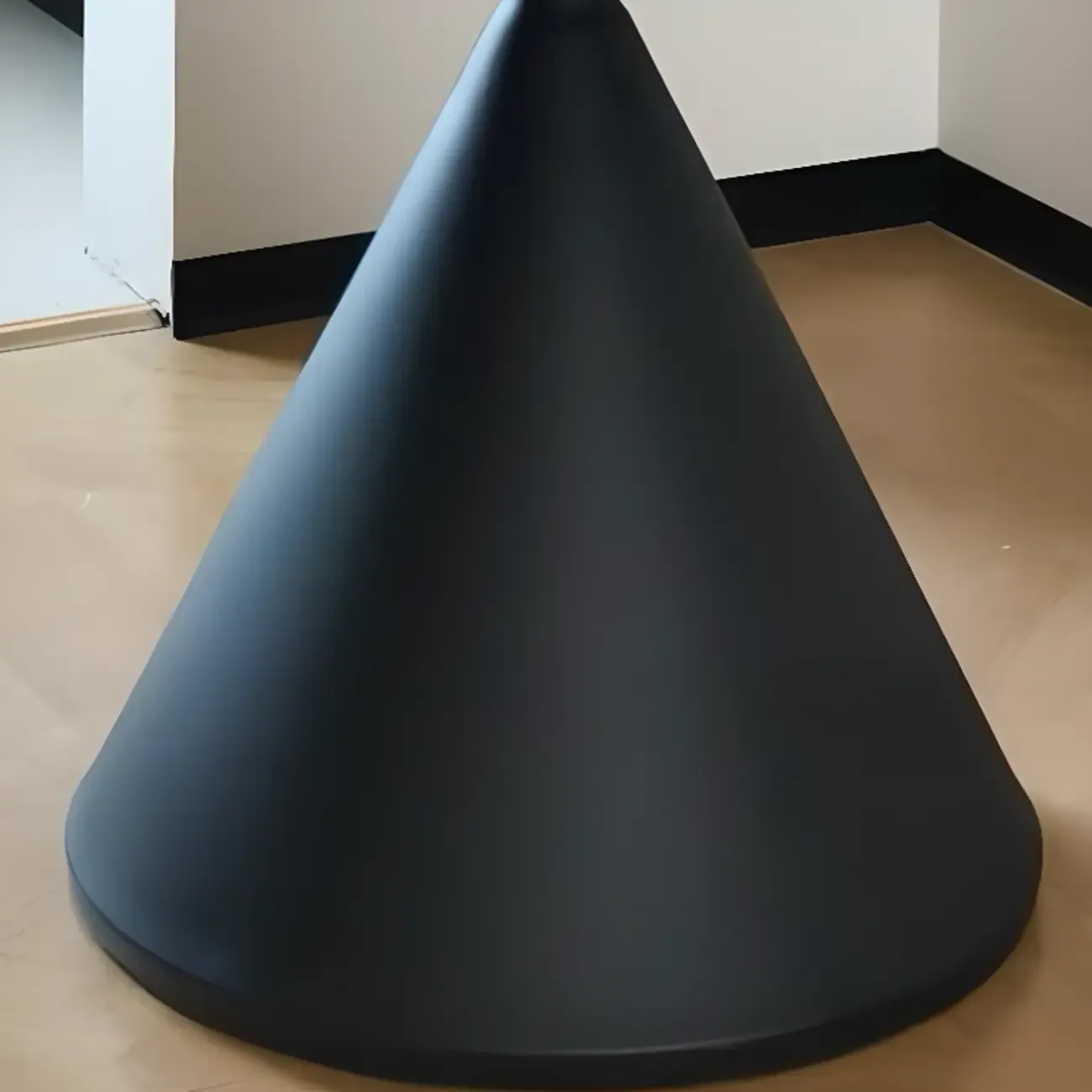 Modern Brown Round Wood Metal Cone Base Dining Table Image - 9