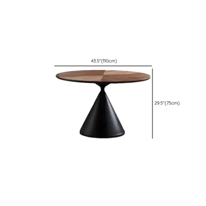 Modern Brown Round Wood Metal Cone Base Dining Table Image - 12