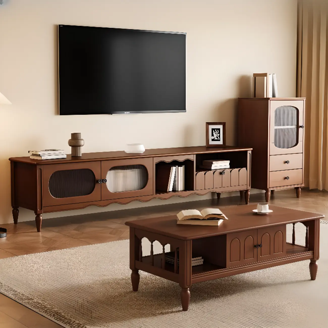 Modern Wooden TV Stand with Shelves and Storage | homeyfad