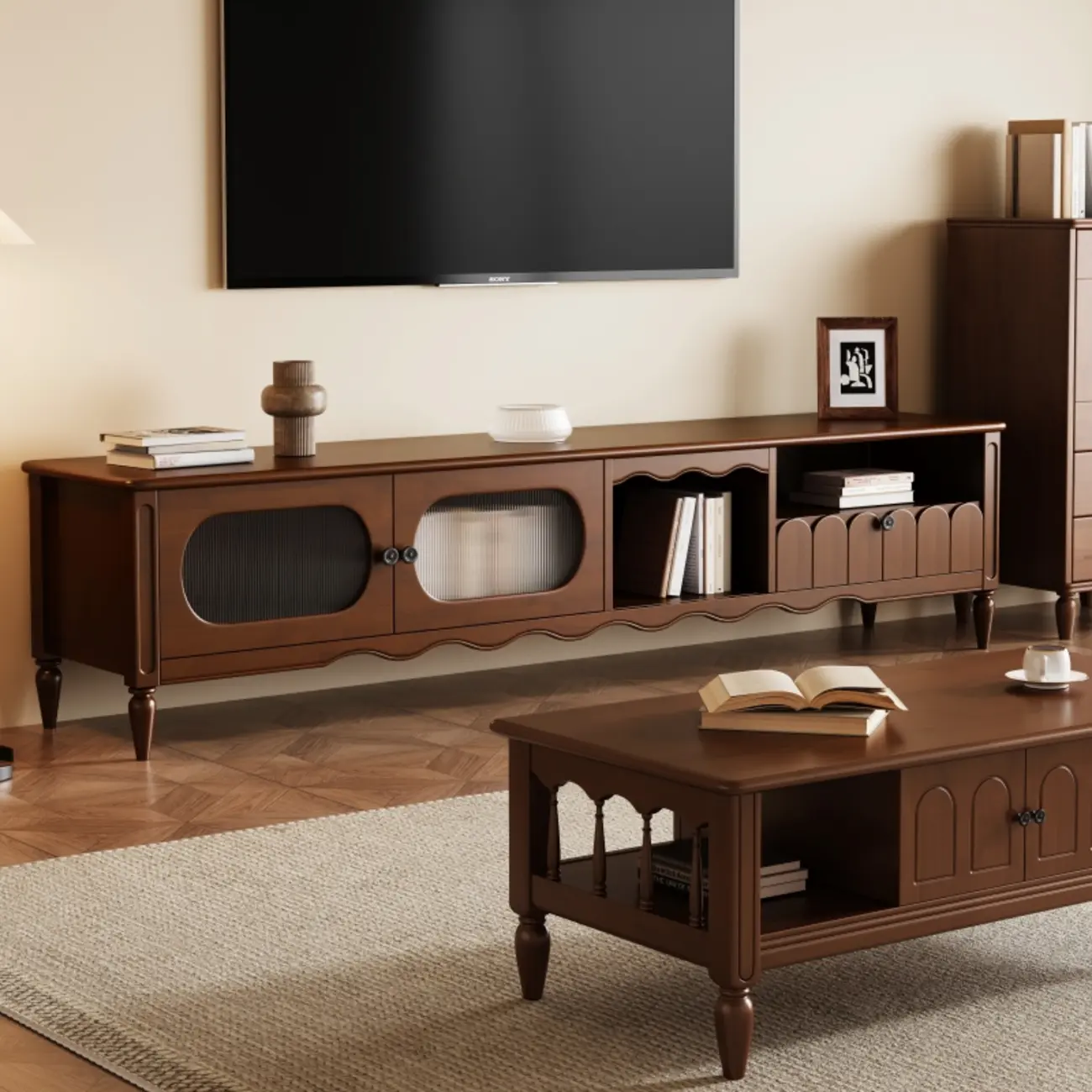 Modern Wooden TV Stand with Shelves and Storage | homeyfad