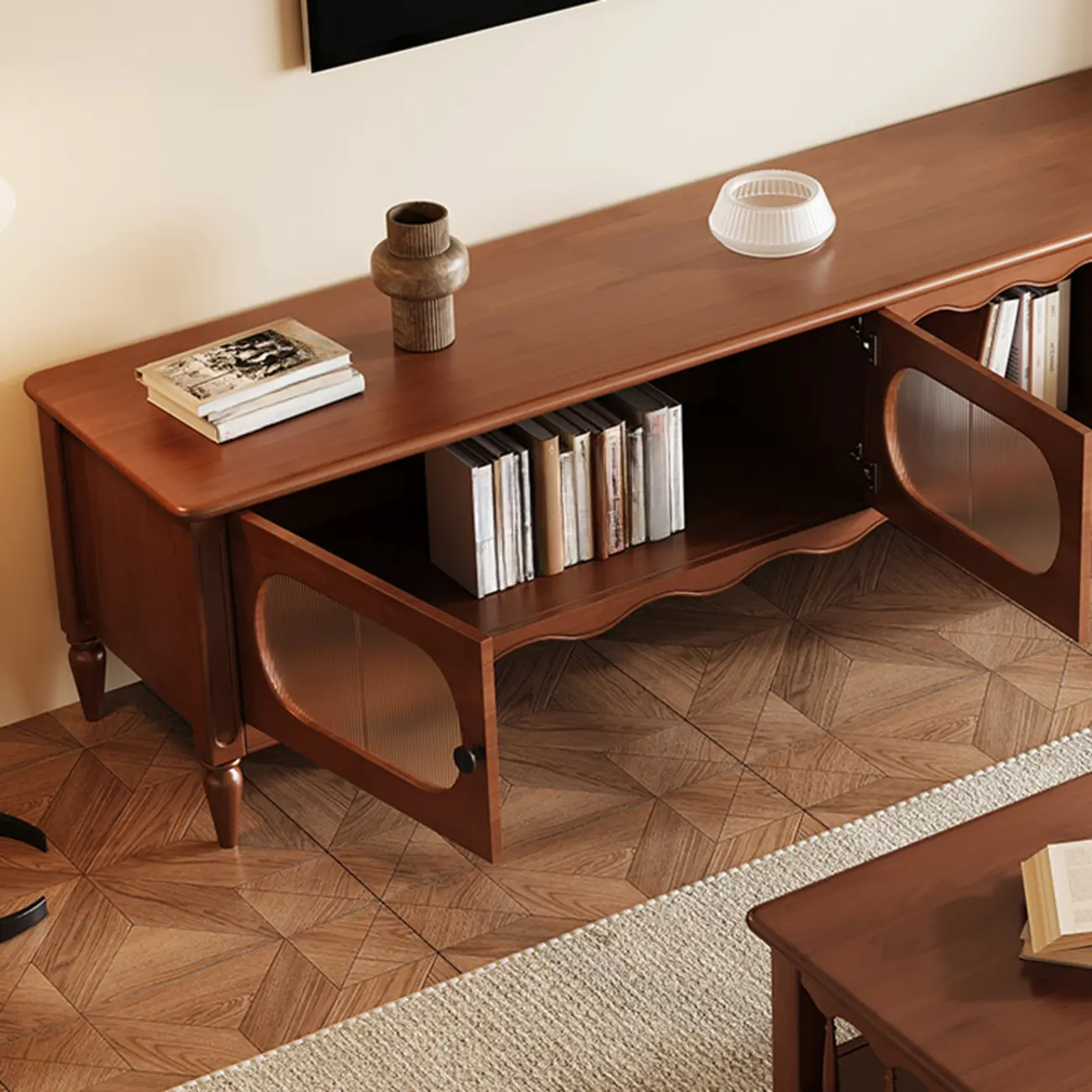 Modern Wooden TV Stand with Shelves and Storage | homeyfad