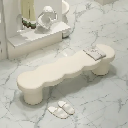 Upholstered Short Modern Solid Color Bench for Bedroom Image - 1