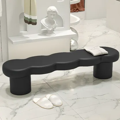 Upholstered Short Modern Solid Color Bench for Bedroom Image - 2