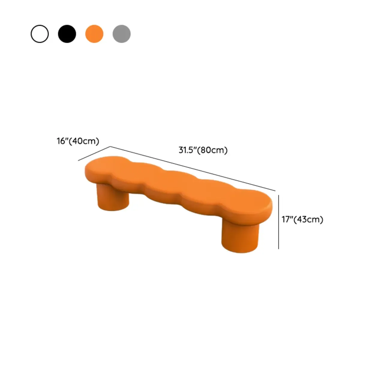 Upholstered Short Modern Solid Color Bench for Bedroom #size