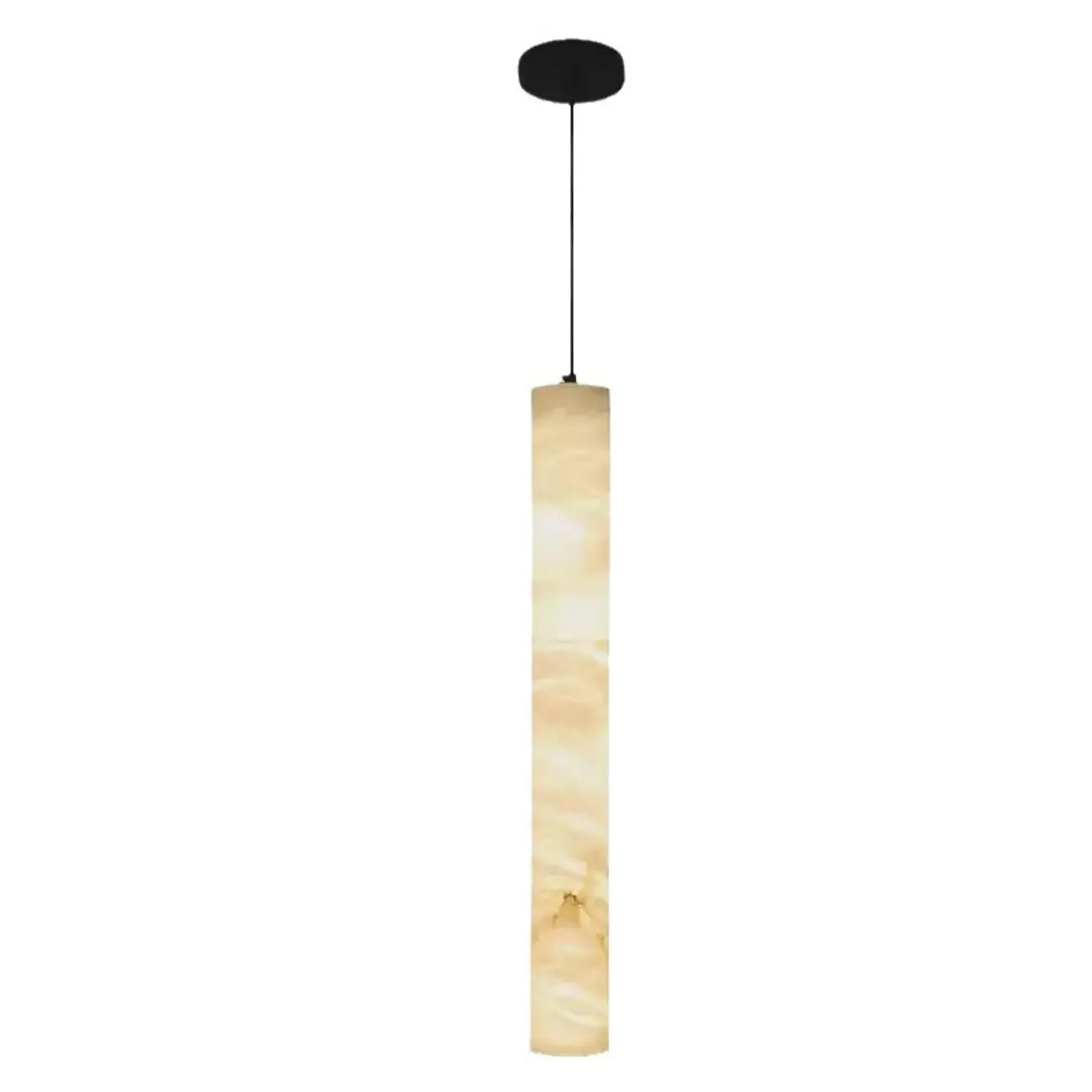 Indoor Stone Cylinder Hanging Pendant Light Adjustable Length Image - 5 | homeyfad