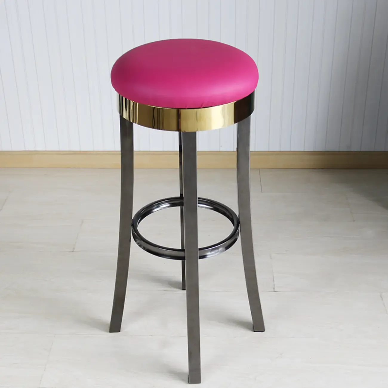 Bar Height Swivel Scandinavian Leather Bar Stools Image - 14