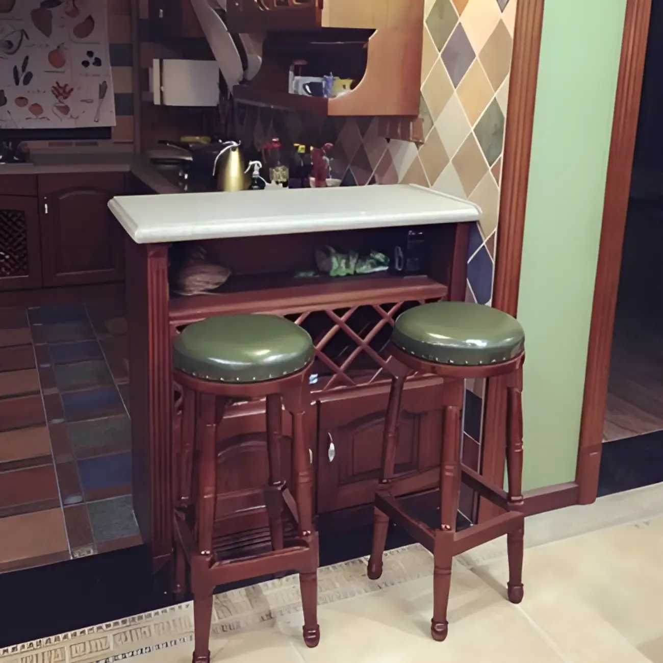 Bar Height Swivel Scandinavian Leather Bar Stools Image - 3