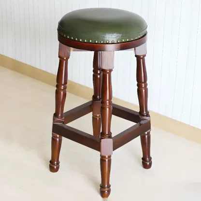 Bar Height Swivel Scandinavian Leather Bar Stools Image - 5