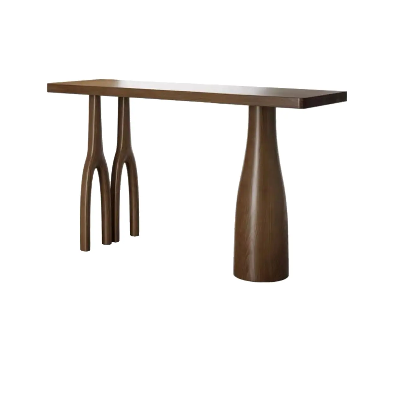 Modern Brown Wooden Dual-Pedestal Bar Tables Image - 2 | homeyfad